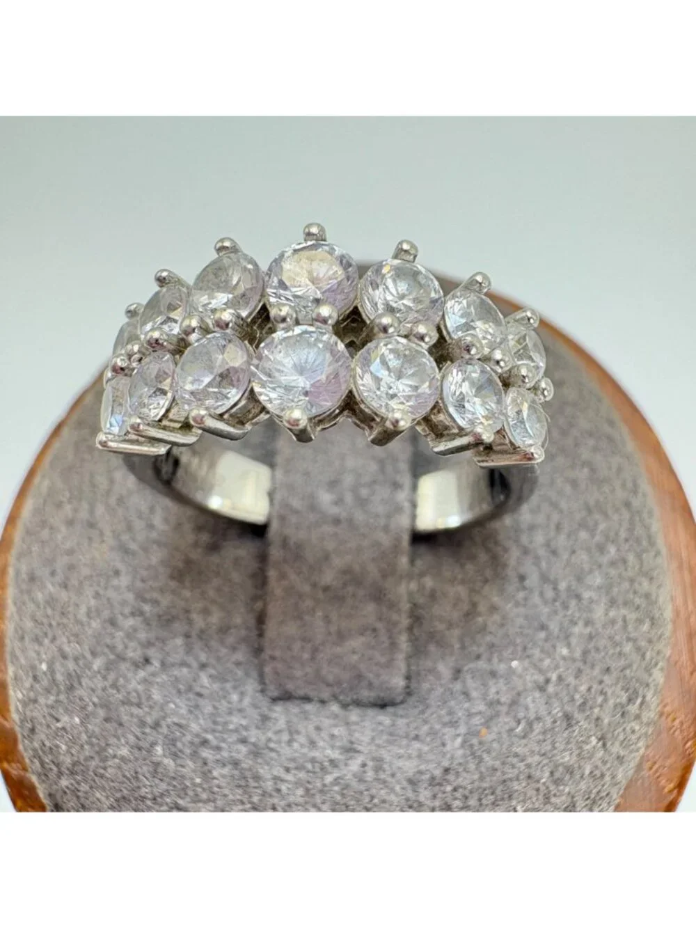 Cubic Zirconia & Sterling Silver 925 Prong Set Cocktail Statement Ring Size 6